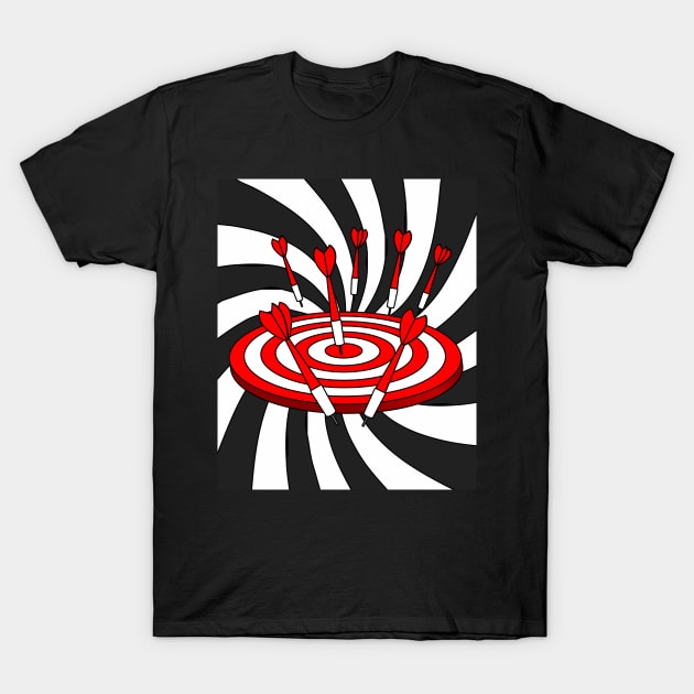 Dartboard Dart Player With Darts Arrows T-Shirt by flofin